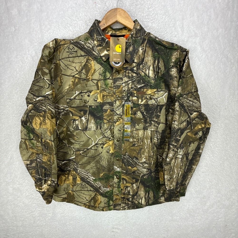 Carhartt Wexford Canvas Camo Long Sleeve Shirt Jac Men Large 101462 977 NWT NOS